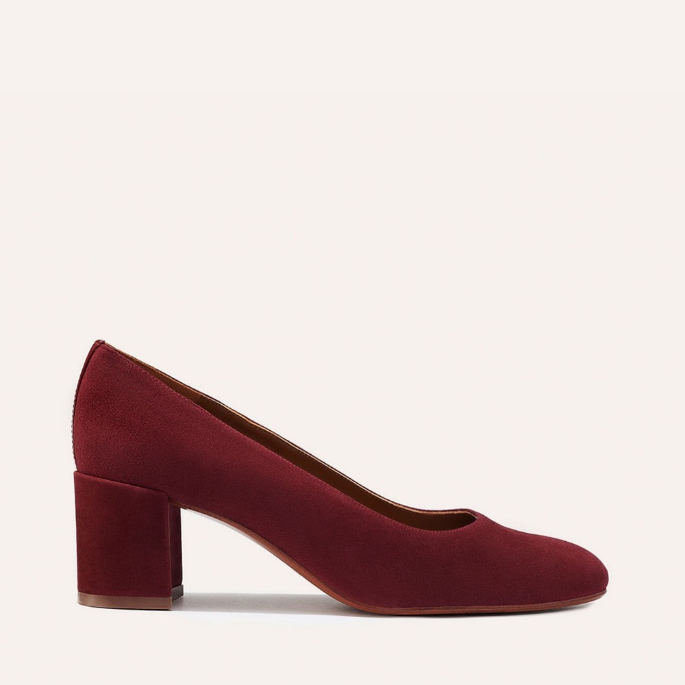 New! Gorgeous Margaux Burgundy Suede Heels, Size 39 - Picture 9 of 11